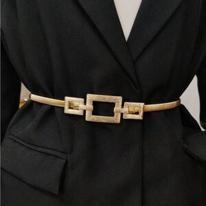 Gold Geometric Metal Waist Belt - Women